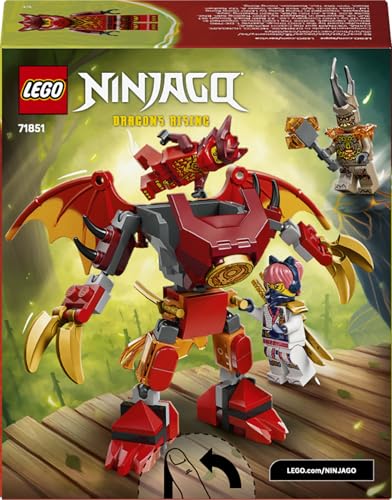 Ninjago Pack de Combat : Le Robot Dragon de Kai - Jouet Ninja avec Figurine d'action, 3 Minifigurines & Katanas - Cadeau d'anniversaire pour Garçon dès 6 Ans & Fans 71851