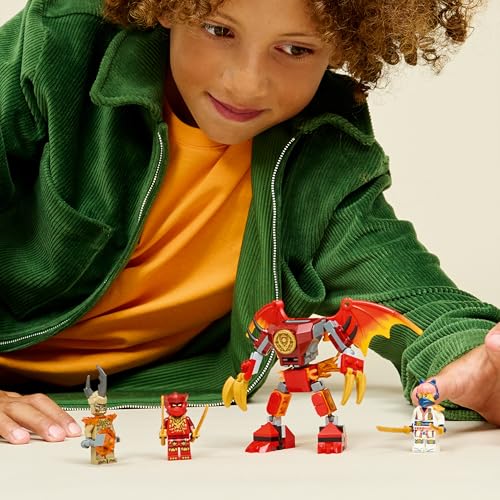 Ninjago Pack de Combat : Le Robot Dragon de Kai - Jouet Ninja avec Figurine d'action, 3 Minifigurines & Katanas - Cadeau d'anniversaire pour Garçon dès 6 Ans & Fans 71851