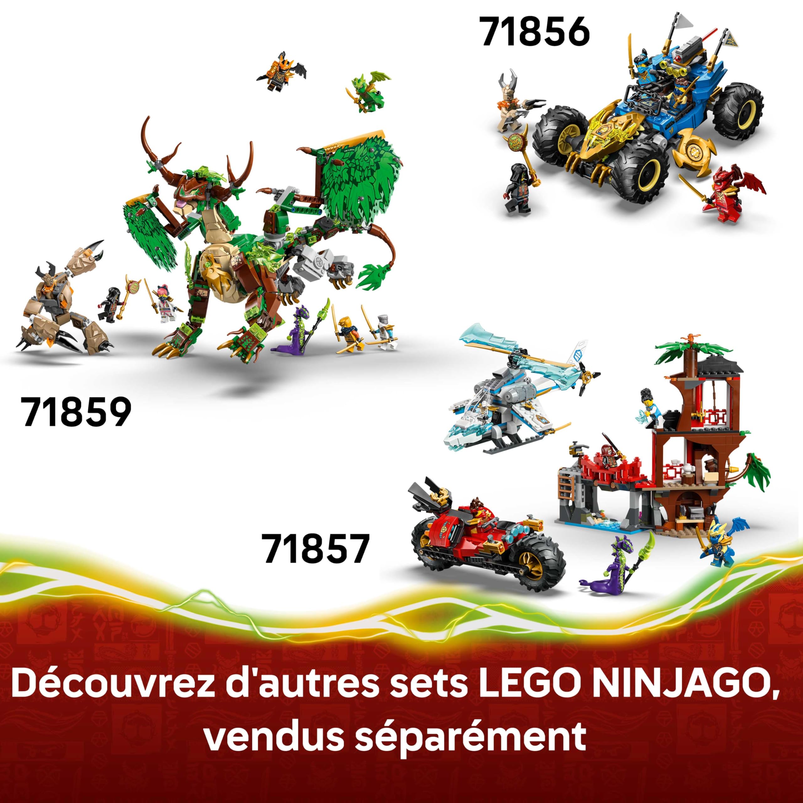 Ninjago Pack de Combat : Le Robot Dragon de Kai - Jouet Ninja avec Figurine d'action, 3 Minifigurines & Katanas - Cadeau d'anniversaire pour Garçon dès 6 Ans & Fans 71851