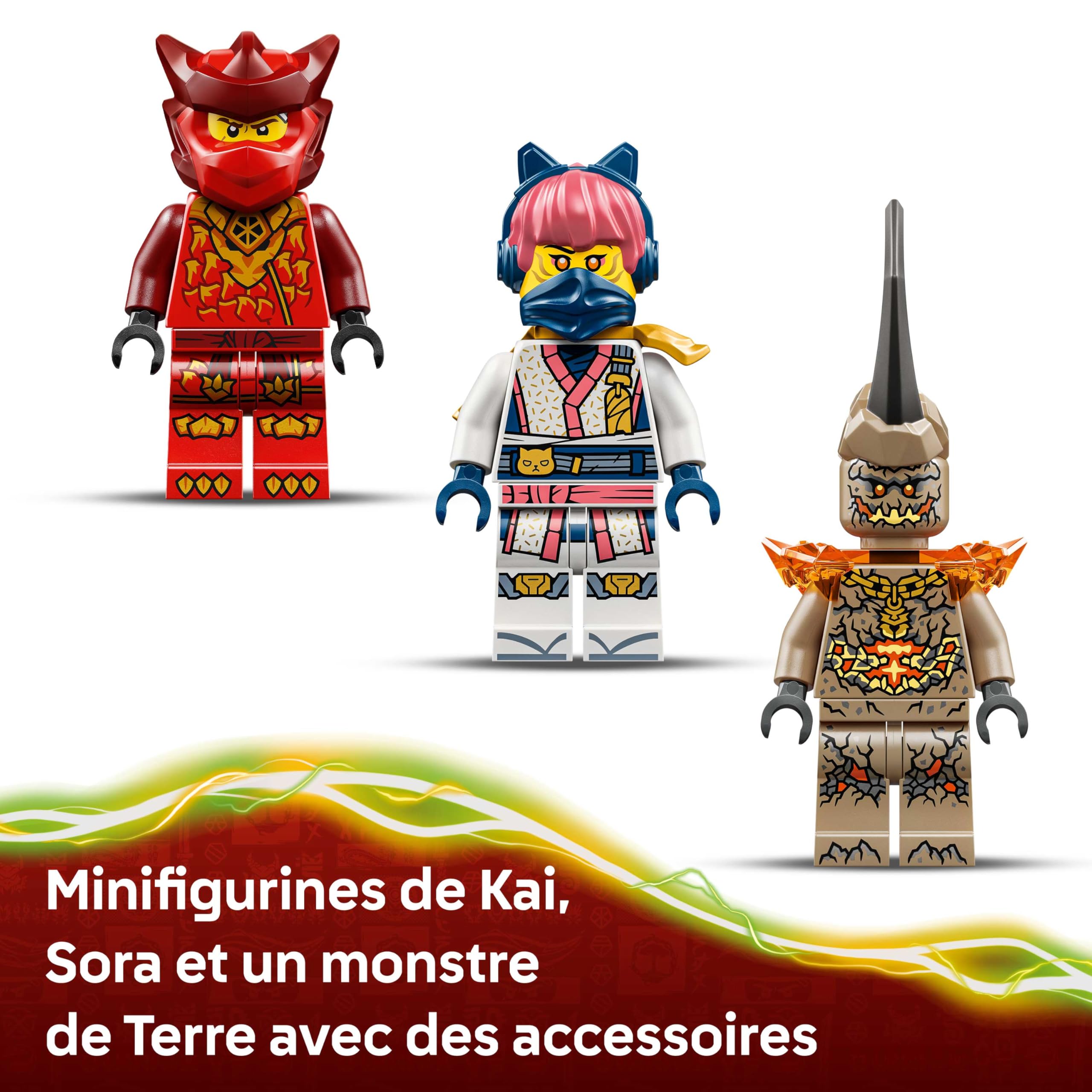 Ninjago Pack de Combat : Le Robot Dragon de Kai - Jouet Ninja avec Figurine d'action, 3 Minifigurines & Katanas - Cadeau d'anniversaire pour Garçon dès 6 Ans & Fans 71851
